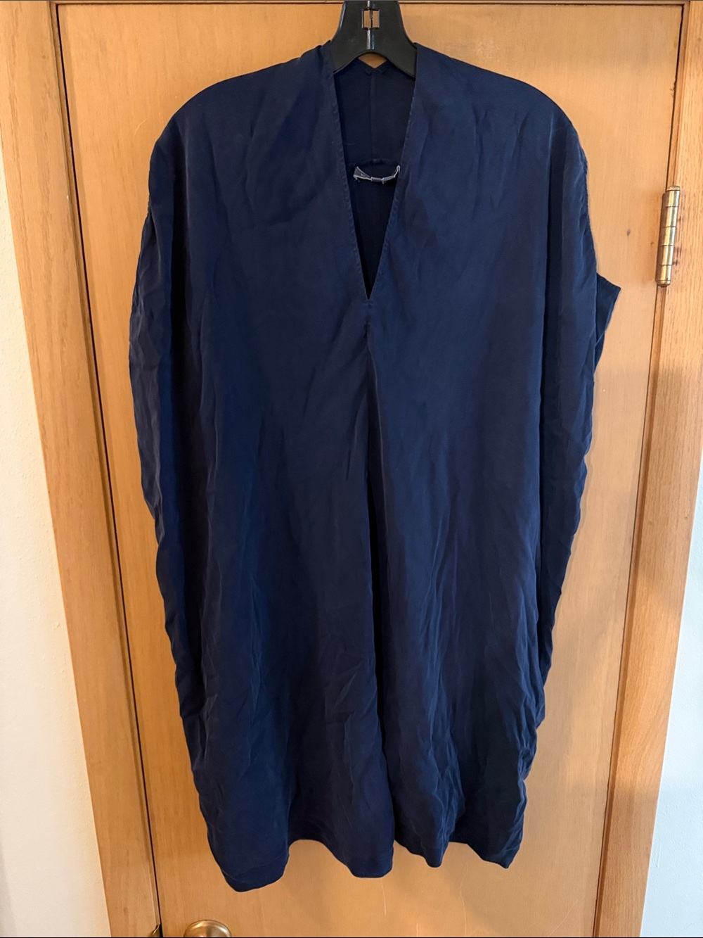 Vince Women’s V-Neck Silk Lightweight Tunic Dress Navy Blue Size Medium